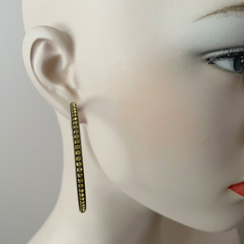Anthropologie Spangled Ridged Hoops Earrings w/Swarovski Crystals Liz Palacioz